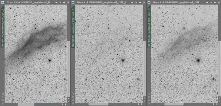 RGB channels images of California nebula