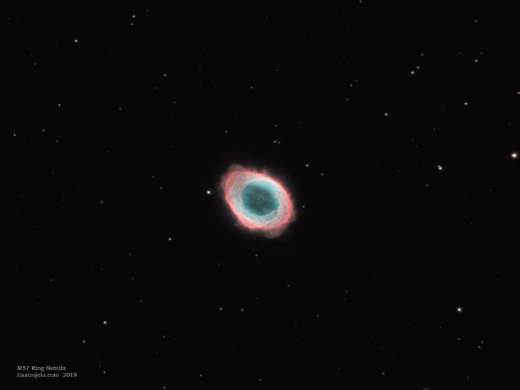 M57 Ring nebula - composed narrowband H alpha and Oiii data