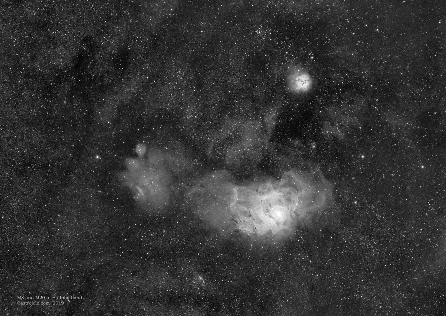 M8 and M20 nebulae close up
