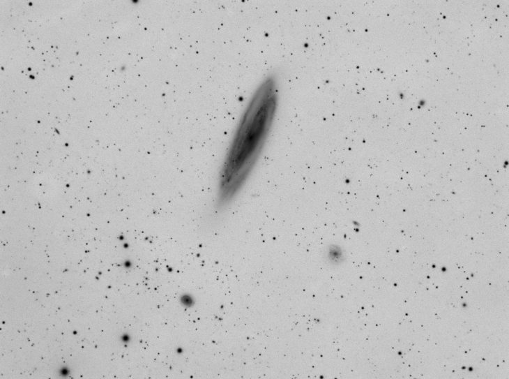 M98 spiral galaxy mono inverted