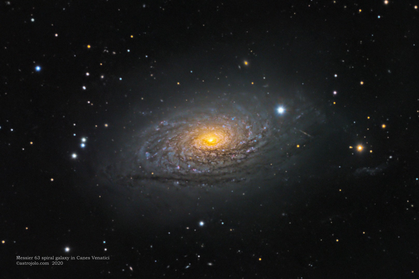 Messier 63 spiral galaxy crop