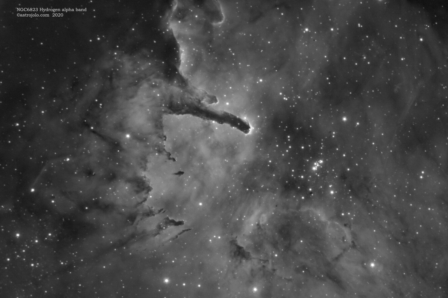 NGC6823 open cluster and Sh2-86 emission nebula in Vulpecula