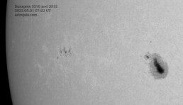 Sunspots 3310 and 3312 on 2023.05.21