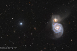 Messier 51 galaxy and Zwicky 6057 galaxy cluster