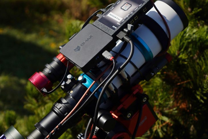 Miniature Photography Computer Mini PC in the astrophotography setup - astrojolo